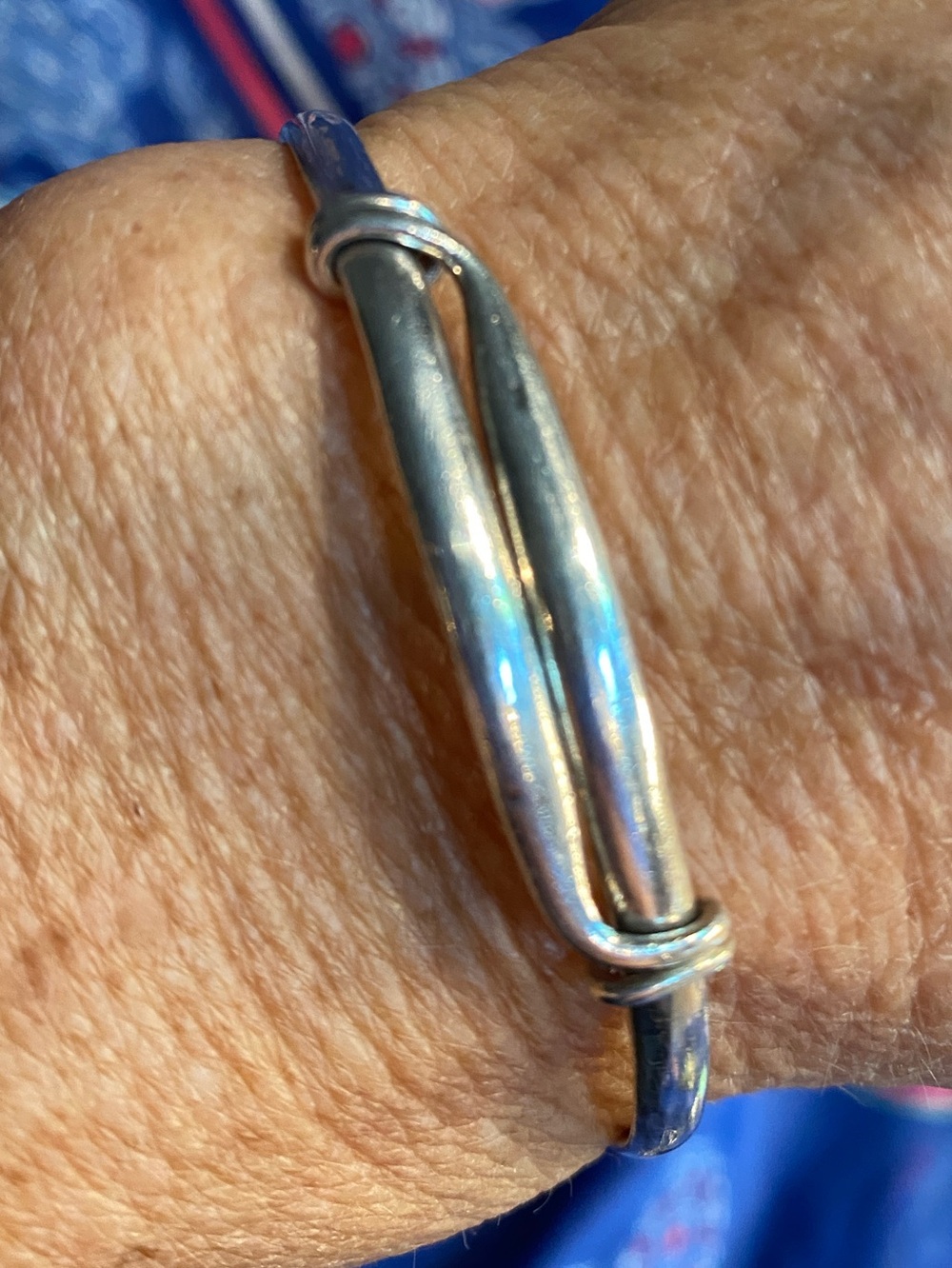 Vintage Sterling Silver Sliding Hook Bangle Bracelet 925 11.3g